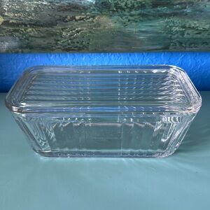 # Anchor Hocking Ribbed Glass Loaf Pan w/ Lid Vintage Design 8.5” X 4.5”